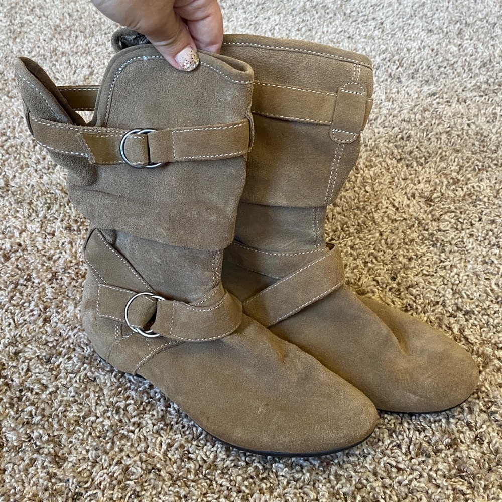 Suede Calf Height Boots from Nordstrom Worn Once